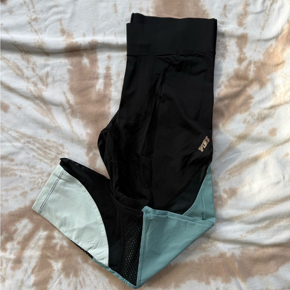 VS PINK Ultimate Teal Leggings with Mesh - M